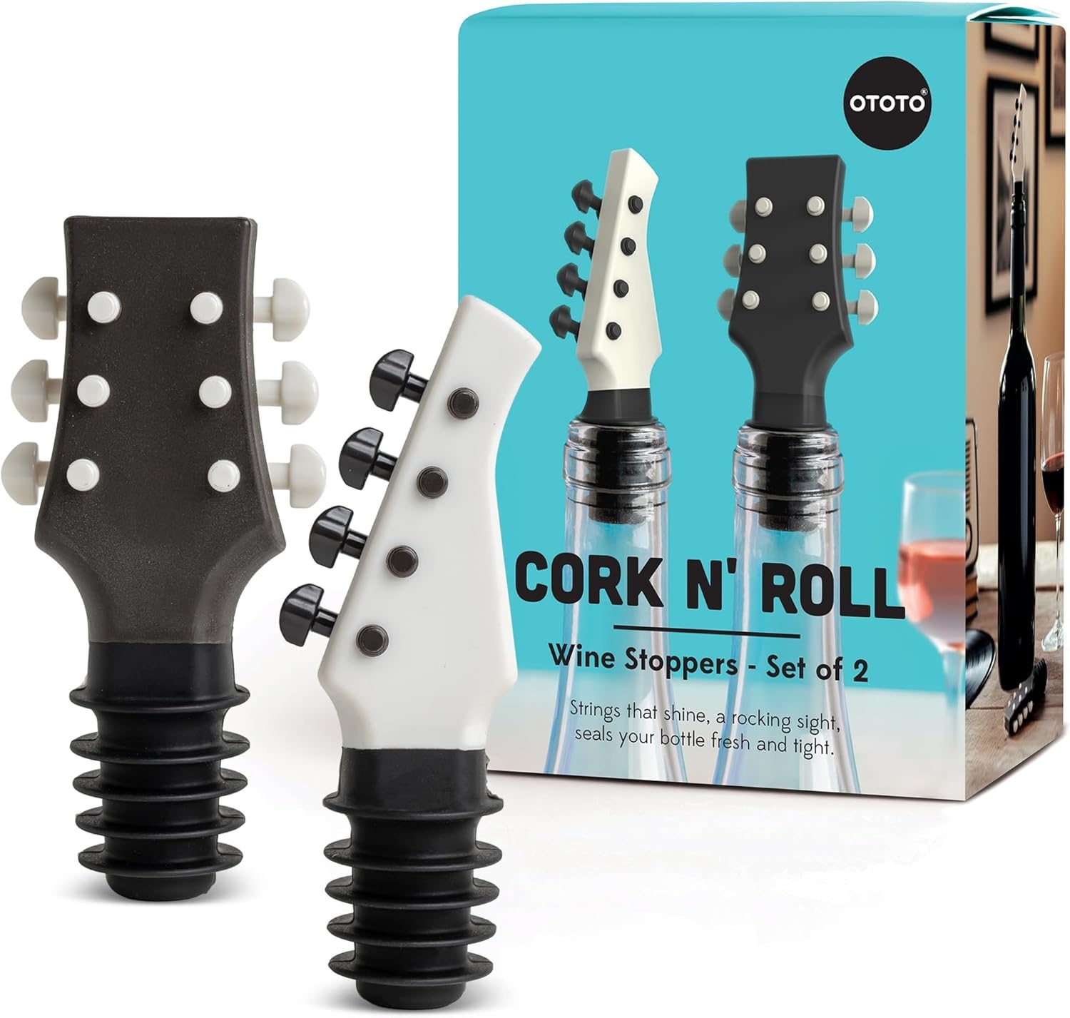 OTOTO Cork N' Roll Guitar Wine Stoppers